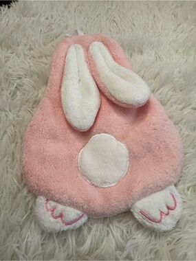 Cotton tail bunny pink plush hand towel bathroom kitchen hanging